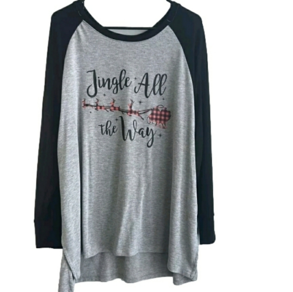 Jingle All The Way Long Sleeve T-Shirt Gray Black Large